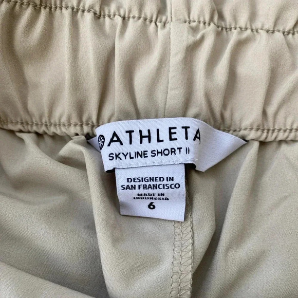 Athleta Skyline Shorts II Abalon Gray Neutral Paperbag Shorts Women’s Size 6 - Picture 5 of 8